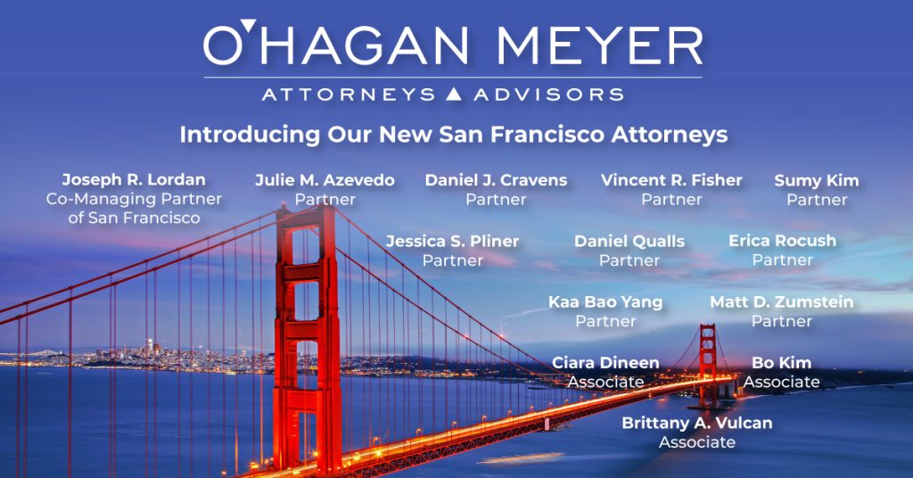 Photo of Golden Gate Bridge with list of new San Francisco Attorney names