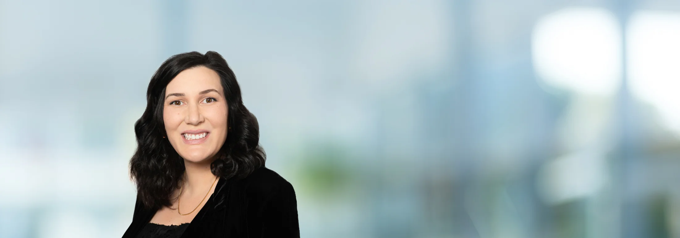 A photo of attorney Marilena Guadagnini against a softly blurred office background