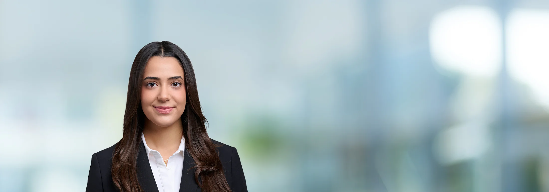 A photo of attorney Nareh Nikolaian against a softly blurred office background