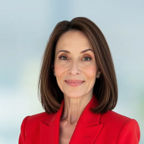 A photo of attorney Sally Frontman against a softly blurred office background.