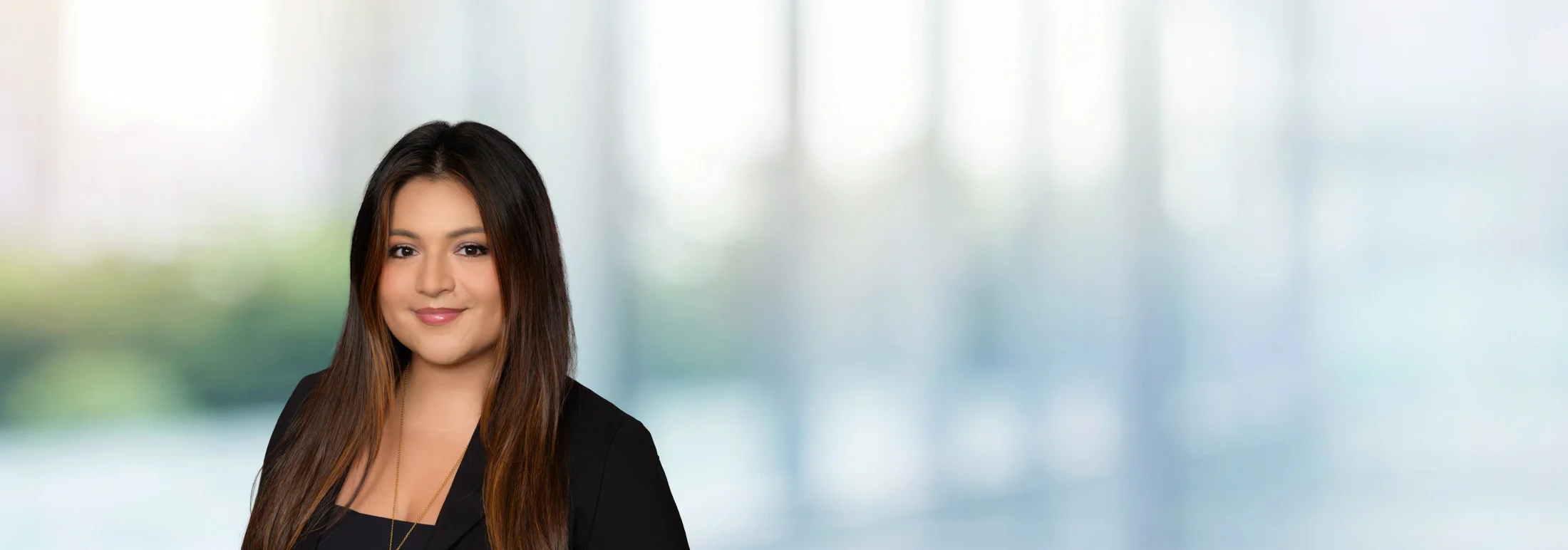 A photo of attorney Vanessa Cornejo against a softly blurred office background